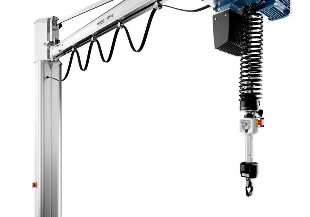 Telfer som hänger på en pelarsvängkran