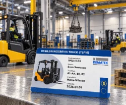 industriell lokal med ett truckkort från dematek i bilden