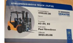 Ett utbildningsbevis för truck, ett truckkort.